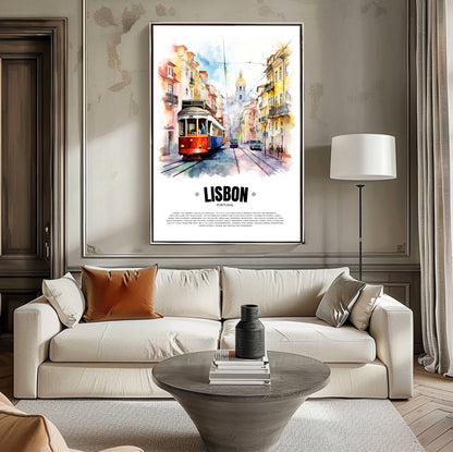 Red Lisbon Tram Poster – Iconic Portuguese Electric Tram Art from Portugal