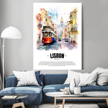 Red Lisbon Tram Poster – Iconic Portuguese Electric Tram Art from Portugal