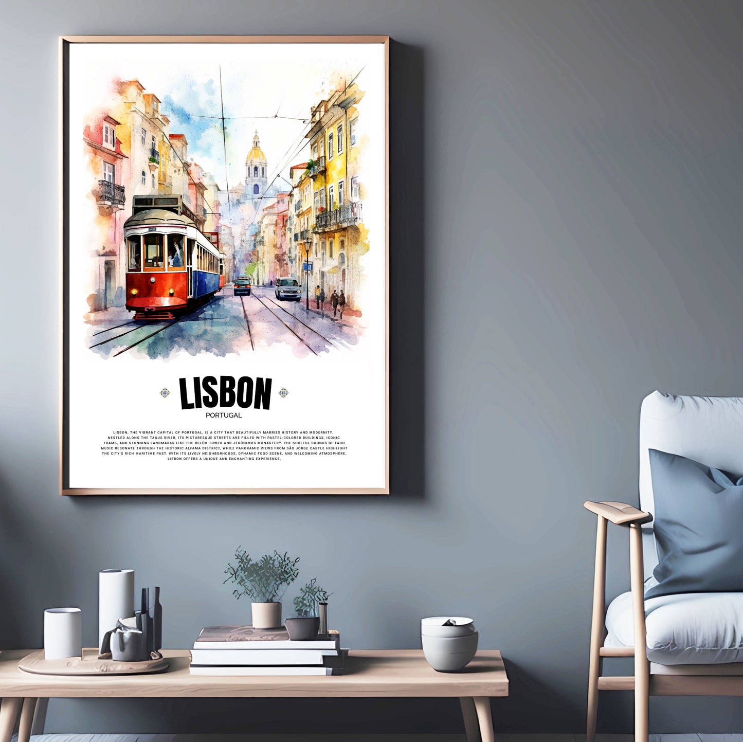 Red Lisbon Tram Poster – Iconic Portuguese Electric Tram Art from Portugal