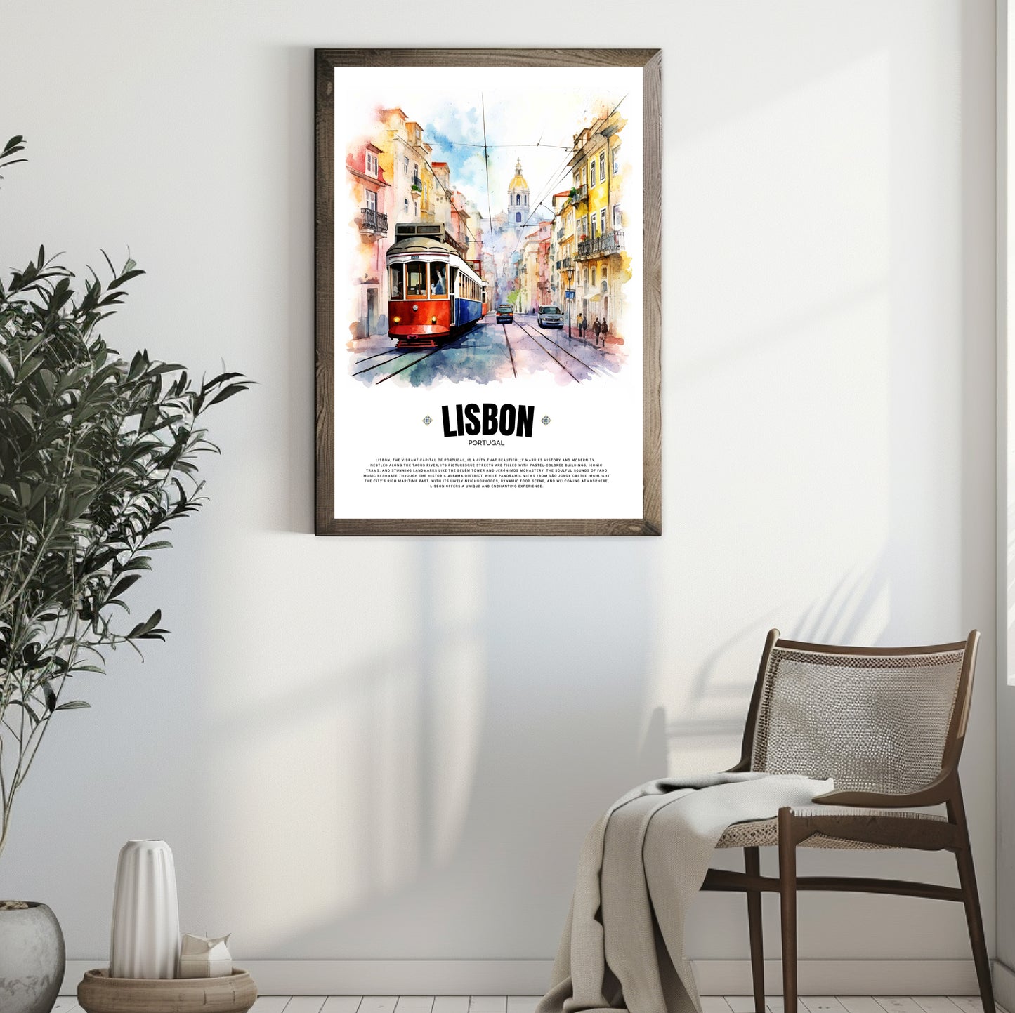 Red Lisbon Tram Poster – Iconic Portuguese Electric Tram Art from Portugal