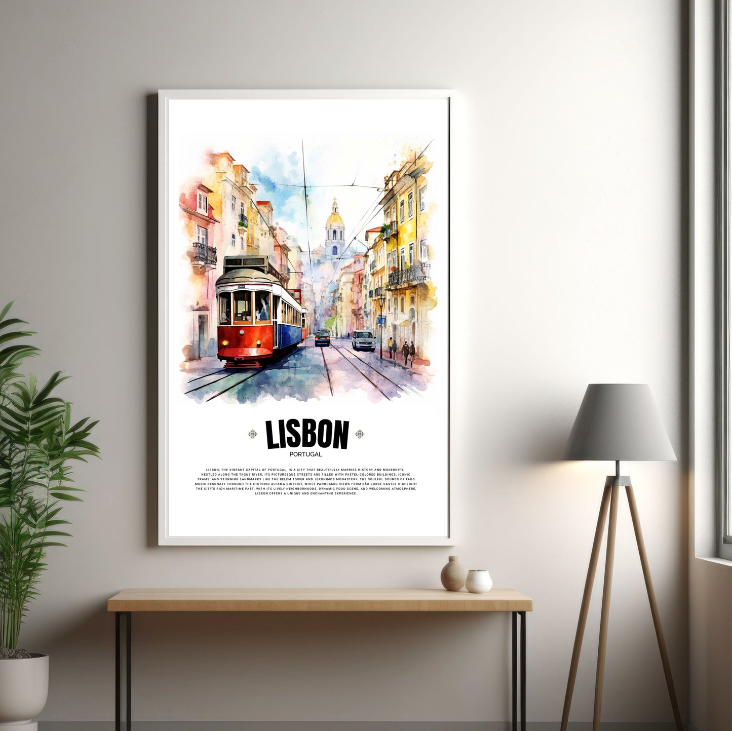 Red Lisbon Tram Poster – Iconic Portuguese Electric Tram Art from Portugal