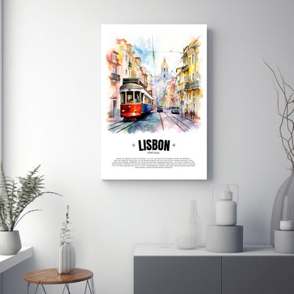 Red Lisbon Tram Poster – Iconic Portuguese Electric Tram Art from Portugal