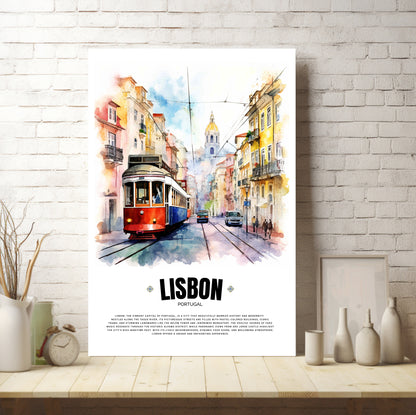 Red Lisbon Tram Poster – Iconic Portuguese Electric Tram Art from Portugal