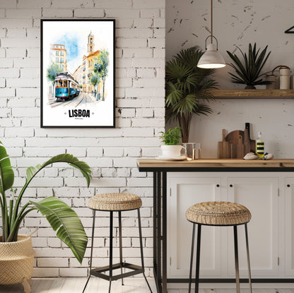 Portuguese Electric Tram Poster – Capture the Essence of Lisbon, Portugal – Iconic Wall Art for Home Décor