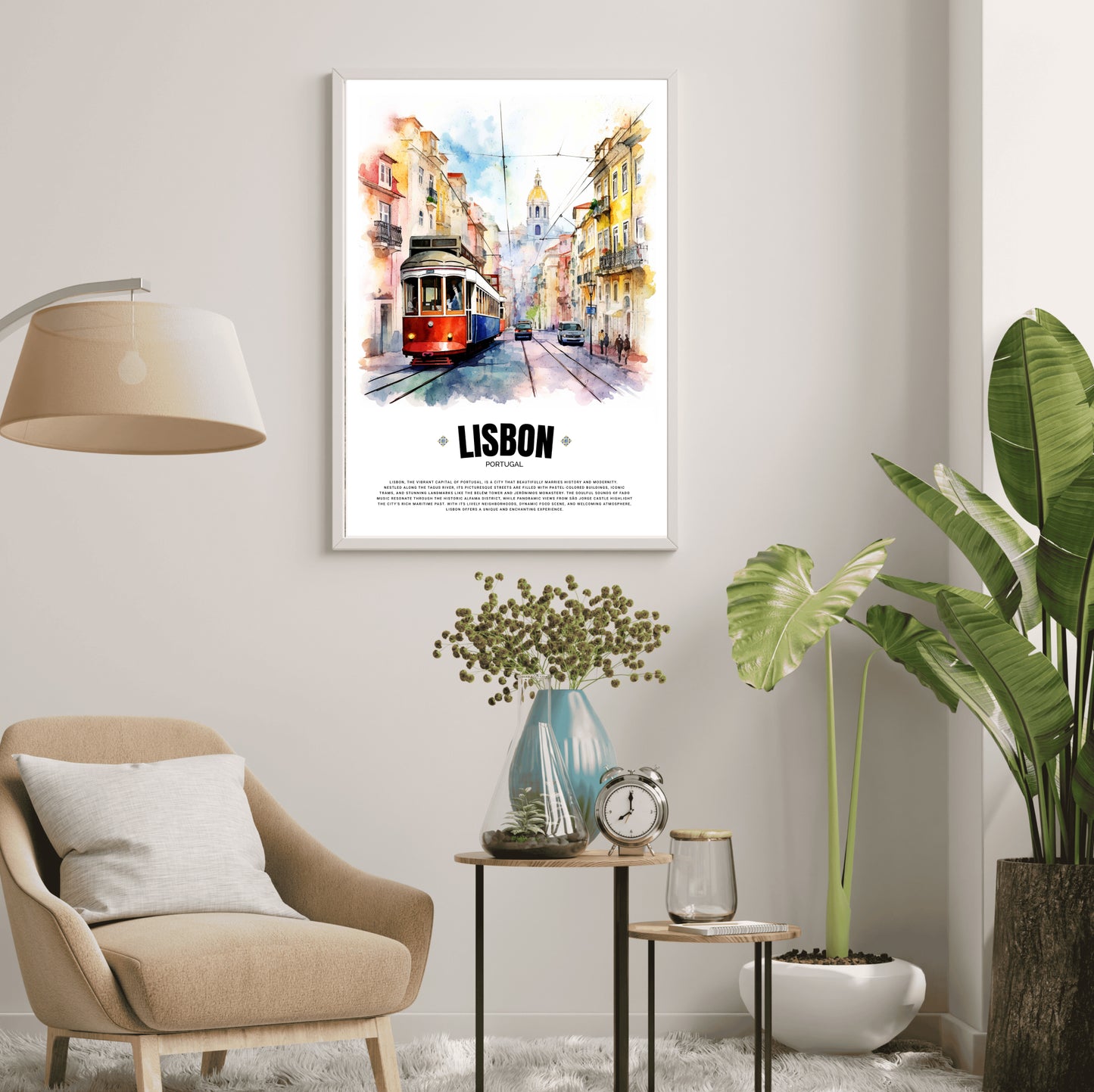 Red Lisbon Tram Poster – Iconic Portuguese Electric Tram Art from Portugal