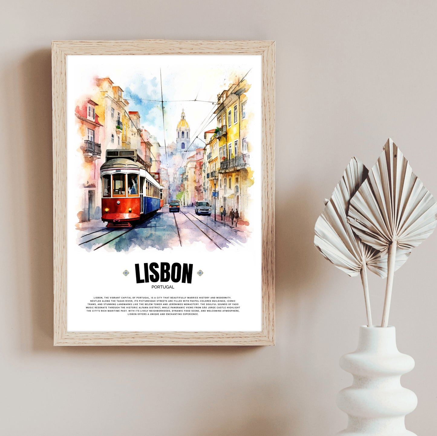 Red Lisbon Tram Poster – Iconic Portuguese Electric Tram Art from Portugal