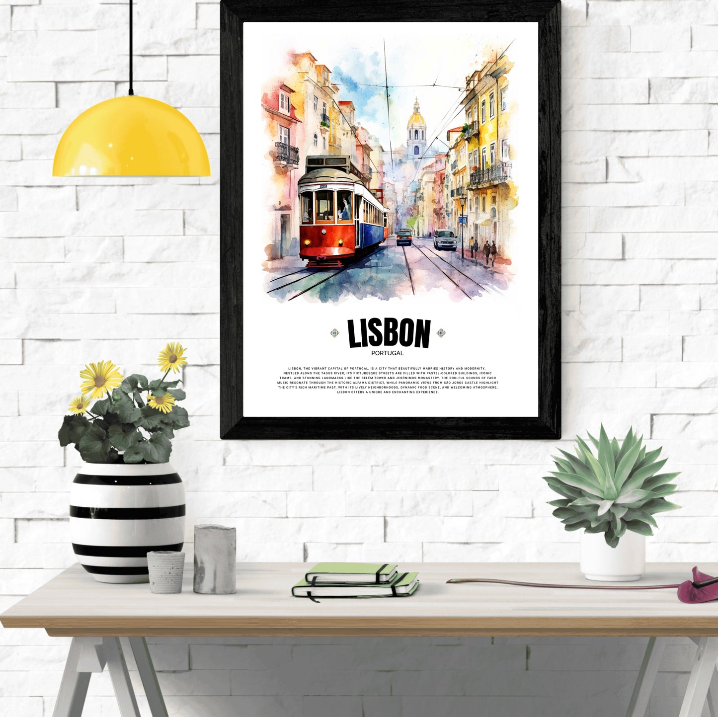 Red Lisbon Tram Poster – Iconic Portuguese Electric Tram Art from Portugal