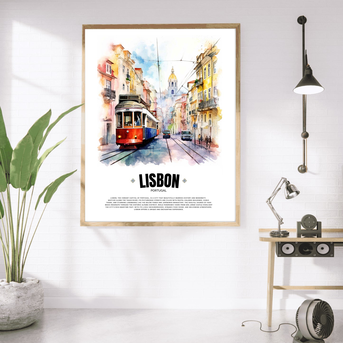 Red Lisbon Tram Poster – Iconic Portuguese Electric Tram Art from Portugal