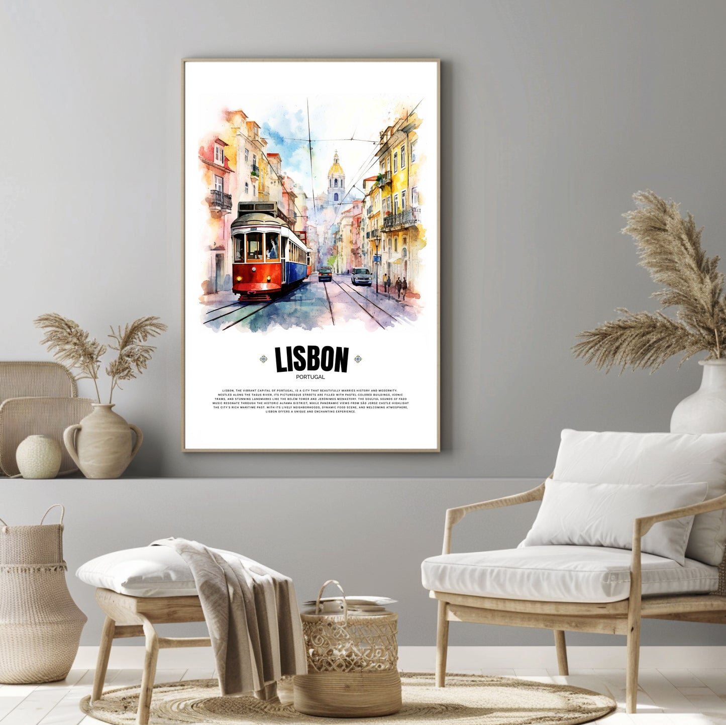 Red Lisbon Tram Poster – Iconic Portuguese Electric Tram Art from Portugal