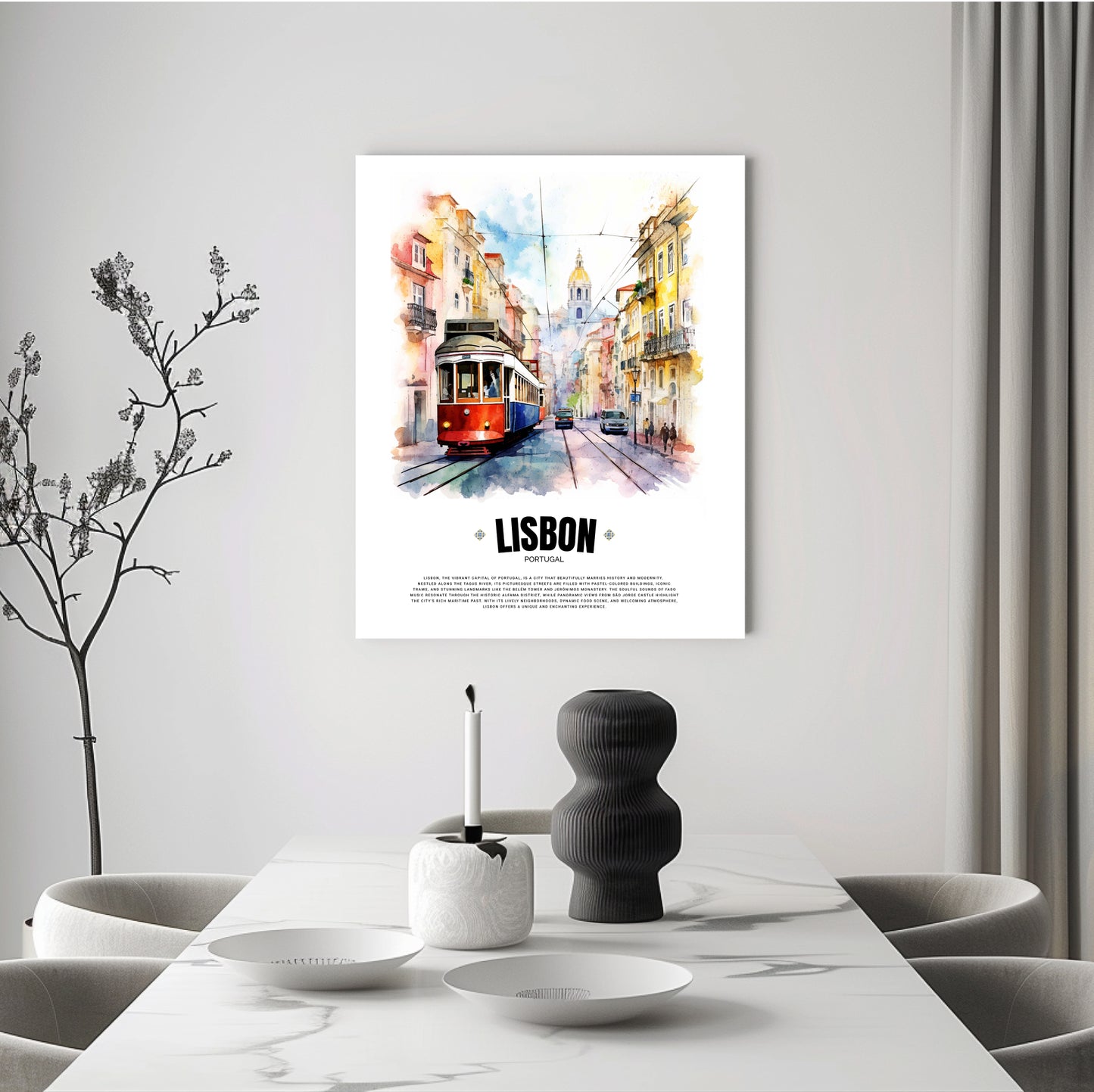 Red Lisbon Tram Poster – Iconic Portuguese Electric Tram Art from Portugal