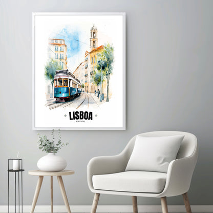 Portuguese Electric Tram Poster – Capture the Essence of Lisbon, Portugal – Iconic Wall Art for Home Décor