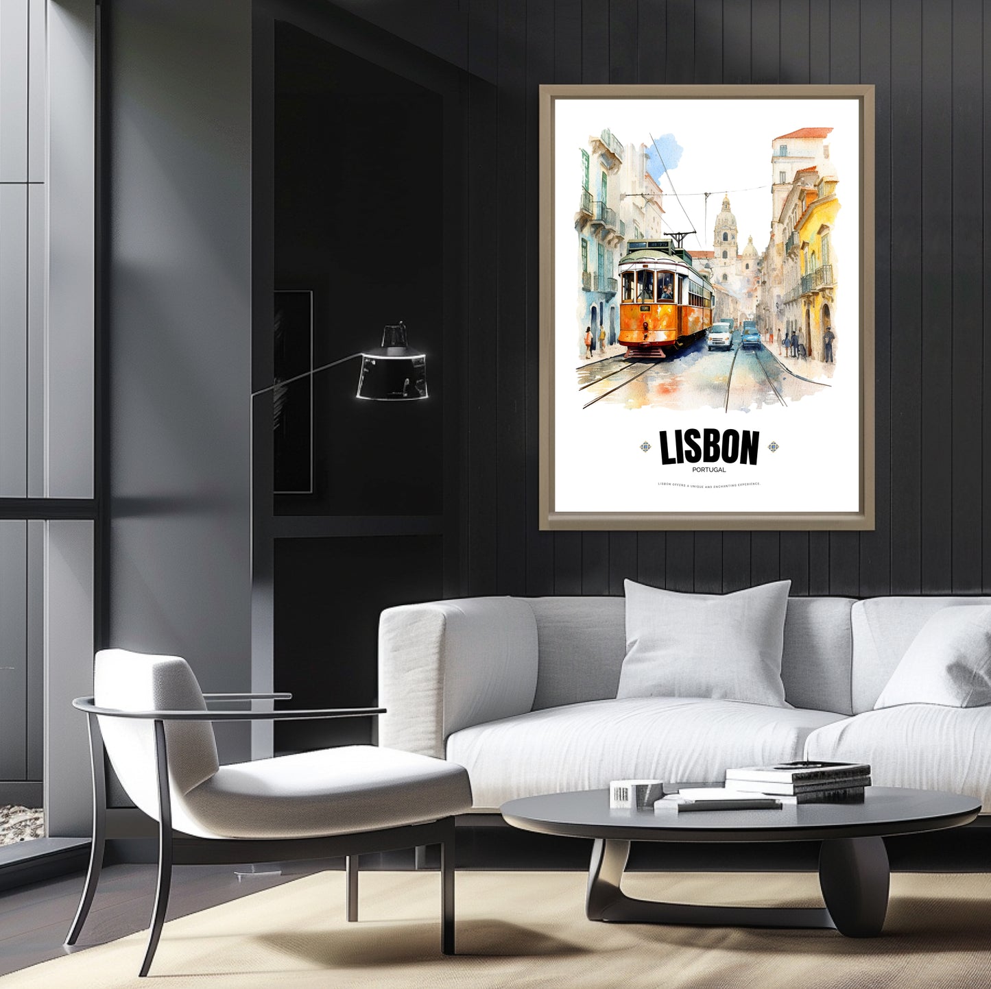 Watercolor Lisbon Electric Tram Poster – Captivating Artistry of Portugal's Iconic Transportation