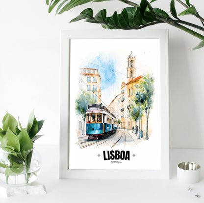 Portuguese Electric Tram Poster – Capture the Essence of Lisbon, Portugal – Iconic Wall Art for Home Décor