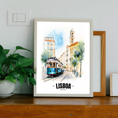 Portuguese Electric Tram Poster – Capture the Essence of Lisbon, Portugal – Iconic Wall Art for Home Décor