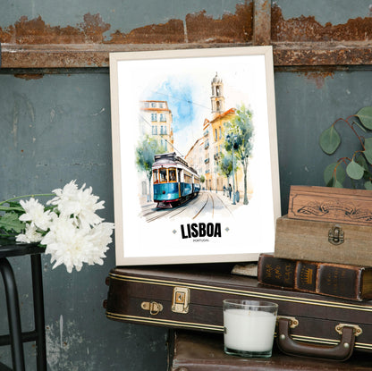 Portuguese Electric Tram Poster – Capture the Essence of Lisbon, Portugal – Iconic Wall Art for Home Décor