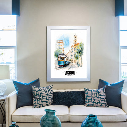 Portuguese Electric Tram Poster – Capture the Essence of Lisbon, Portugal – Iconic Wall Art for Home Décor