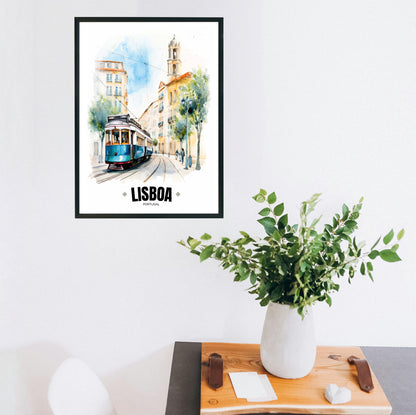 Portuguese Electric Tram Poster – Capture the Essence of Lisbon, Portugal – Iconic Wall Art for Home Décor