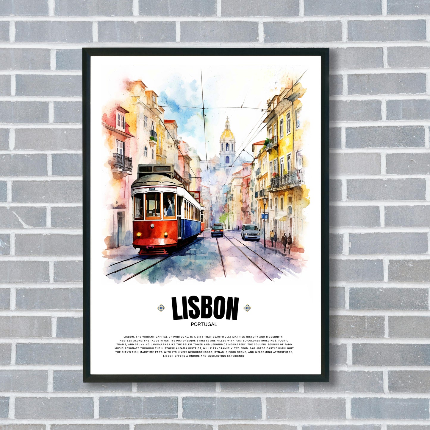 Red Lisbon Tram Poster – Iconic Portuguese Electric Tram Art from Portugal