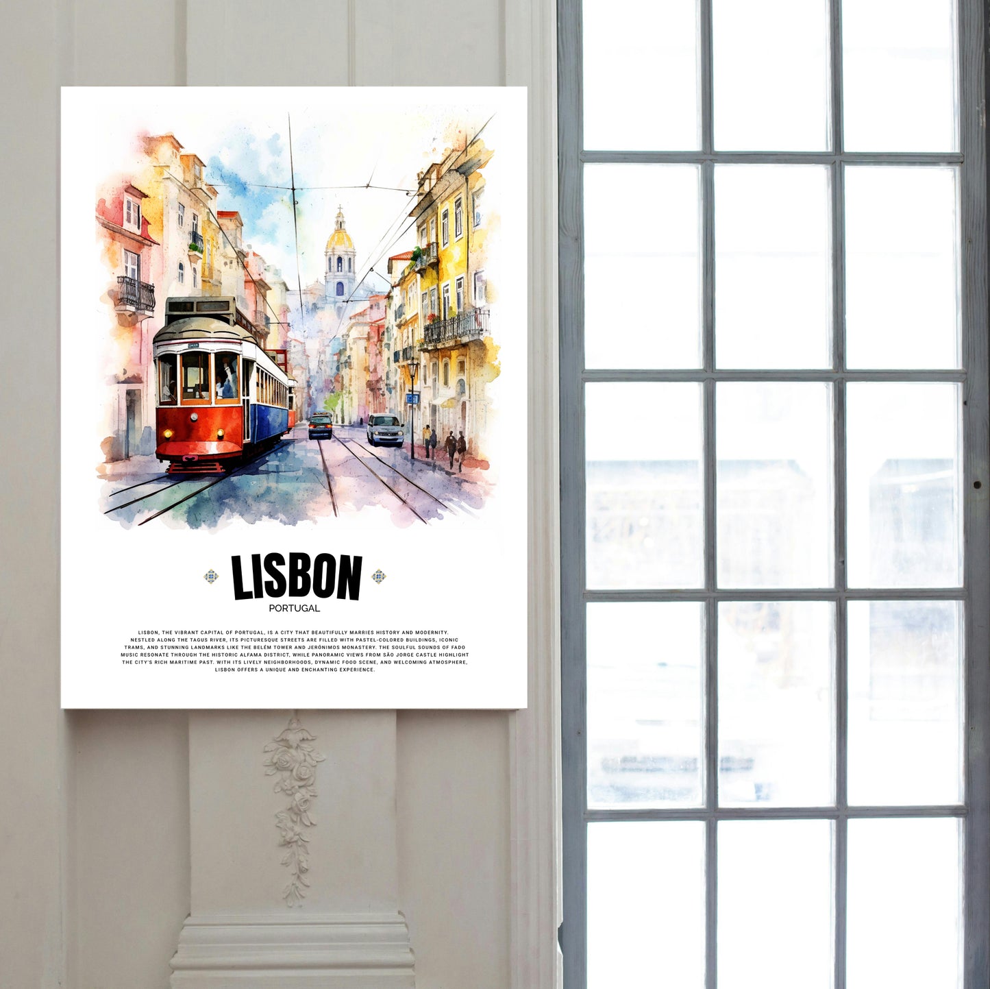 Red Lisbon Tram Poster – Iconic Portuguese Electric Tram Art from Portugal