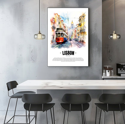 Red Lisbon Tram Poster – Iconic Portuguese Electric Tram Art from Portugal