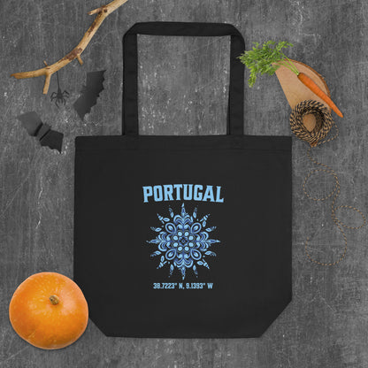 Portugal Sun Design Eco Tote Bag with Portuguese Tiles & Coordinates - Eco Tote Bag - 2 Colours