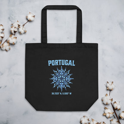 Portugal Sun Design Eco Tote Bag with Portuguese Tiles & Coordinates - Eco Tote Bag - 2 Colours