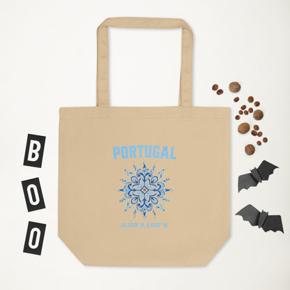 Portugal Sun Design Eco Tote Bag with Portuguese Tiles & Coordinates - Eco Tote Bag - 2 Colours