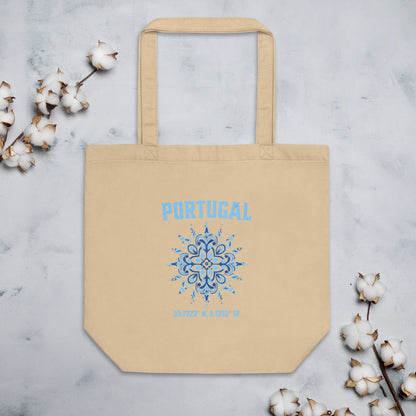 Portugal Sun Design Eco Tote Bag with Portuguese Tiles & Coordinates - Eco Tote Bag - 2 Colours