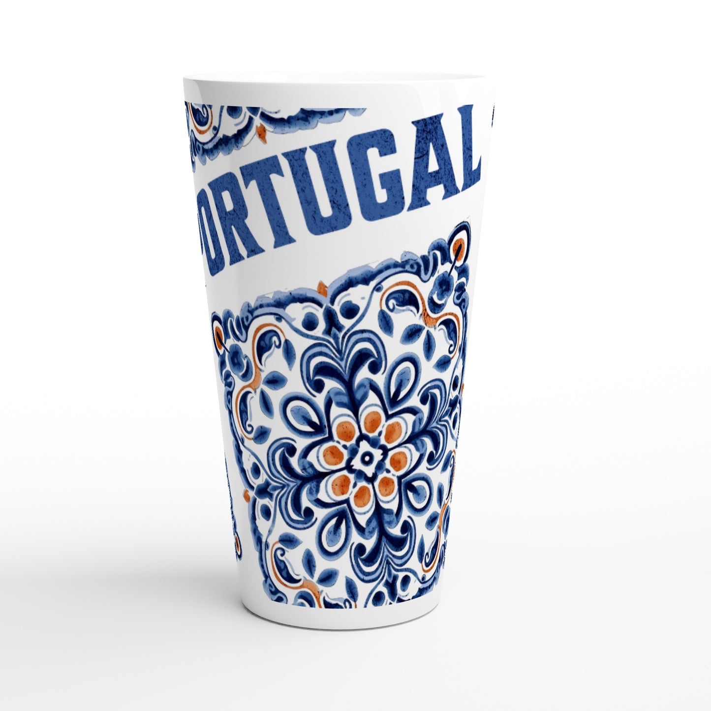 Portuguese Tiles Mug Design - White Latte 17oz Ceramic Mug