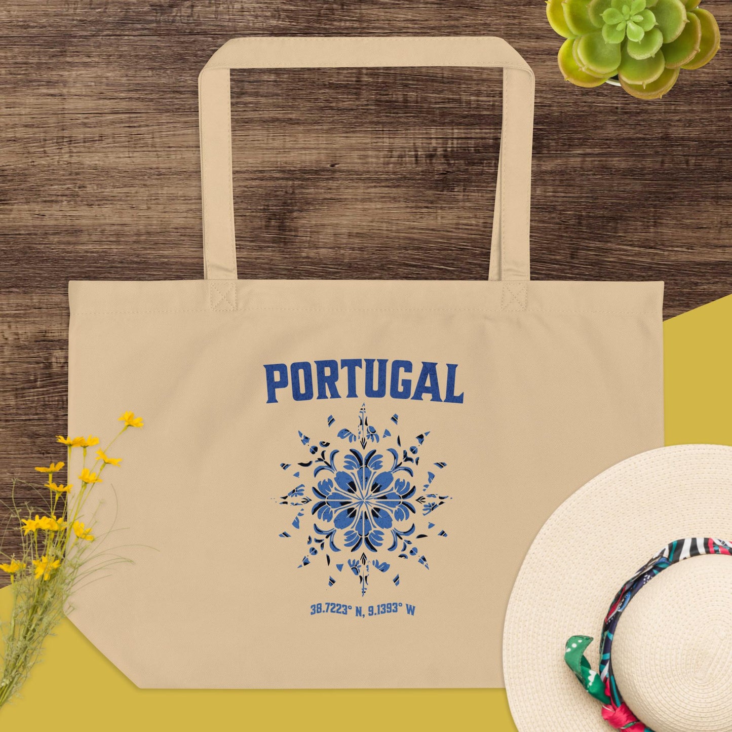 Portuguese Tiles Contemporary Design Large Organic Tote Bag