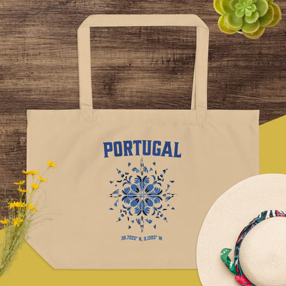 Portuguese Tiles Contemporary Design Large Organic Tote Bag