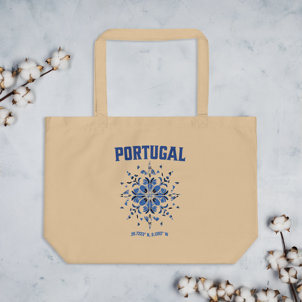 Portuguese Tiles Contemporary Design Large Organic Tote Bag