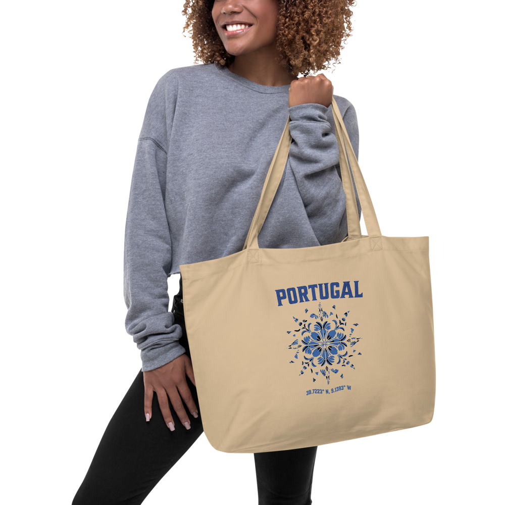 Portuguese Tiles Contemporary Design Large Organic Tote Bag