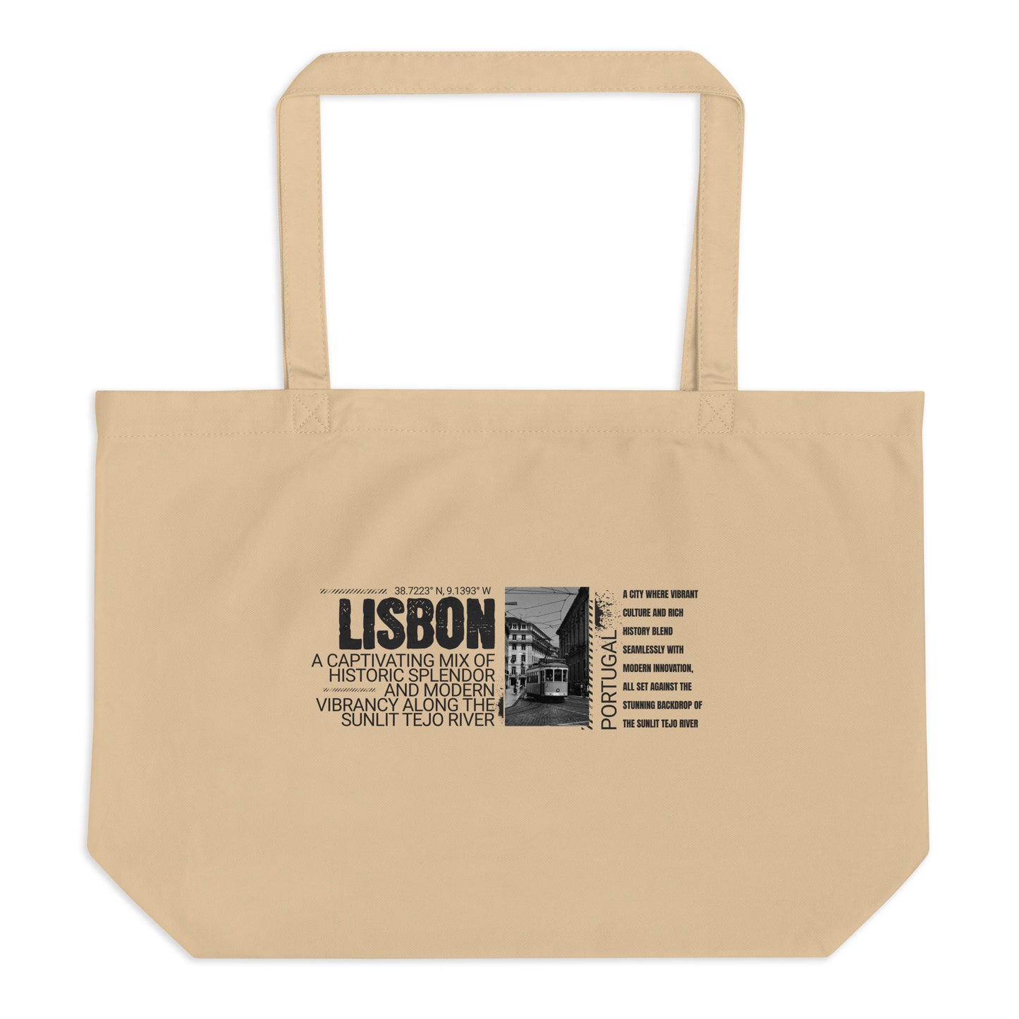 Vintage Lisbon Portugal Tote Bag - Black & White Cityscape Design | Portuguese Travel Photography Reusable Bag