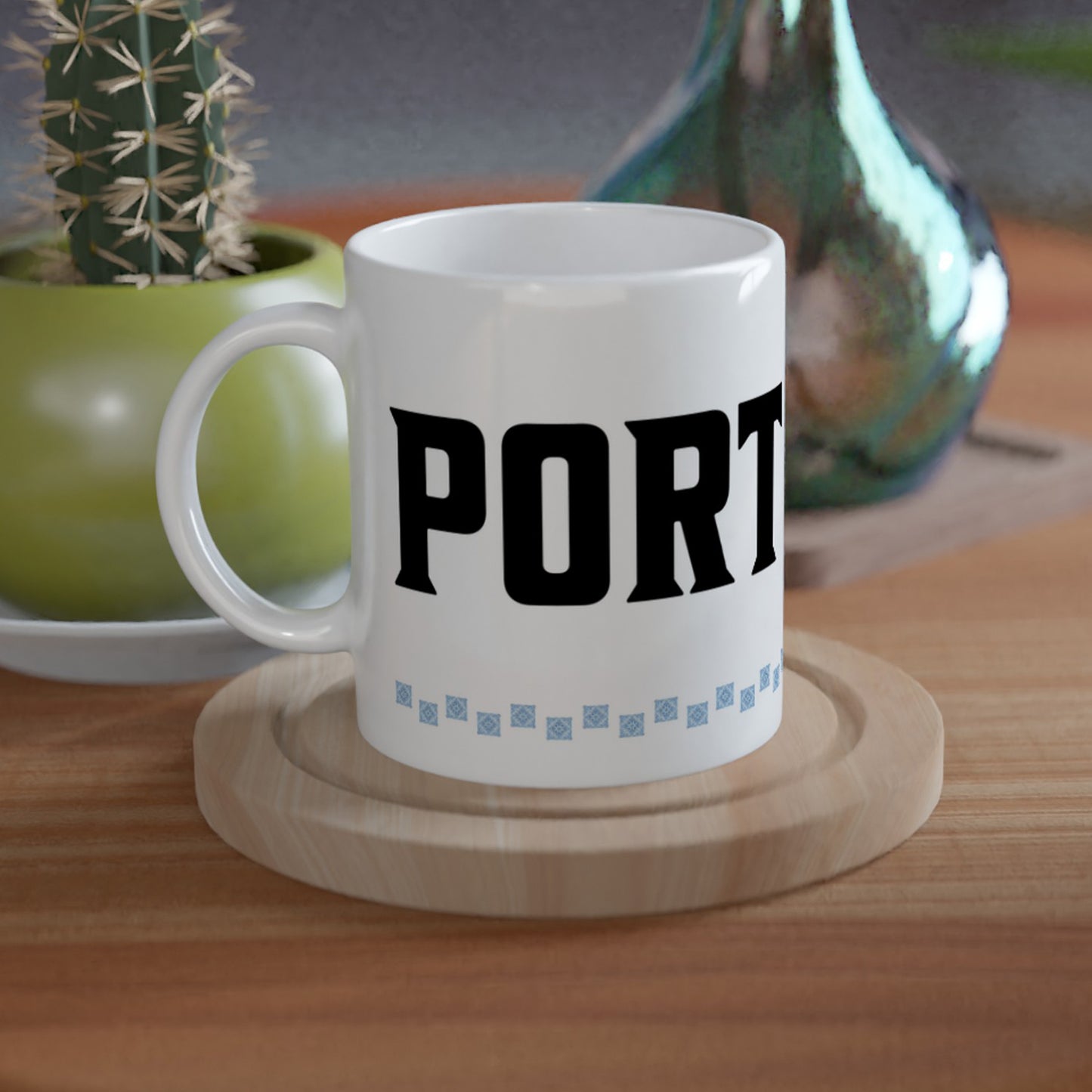 Portugal Mug with Small Tiles and Galo de Barcelos Design – Perfect for All Situations, Stylish and Minimalist