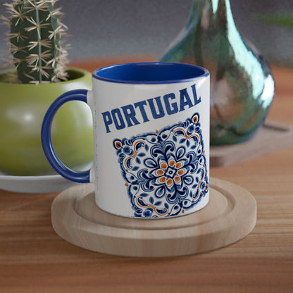 Portuguese Tiles Mug Design - White 11oz Ceramic Mug with Color Inside