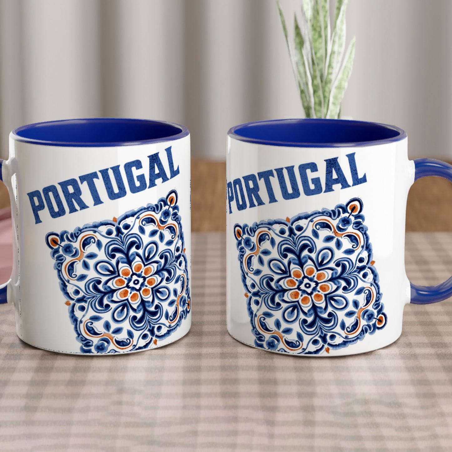 Portuguese Tiles Mug Design - White 11oz Ceramic Mug with Color Inside