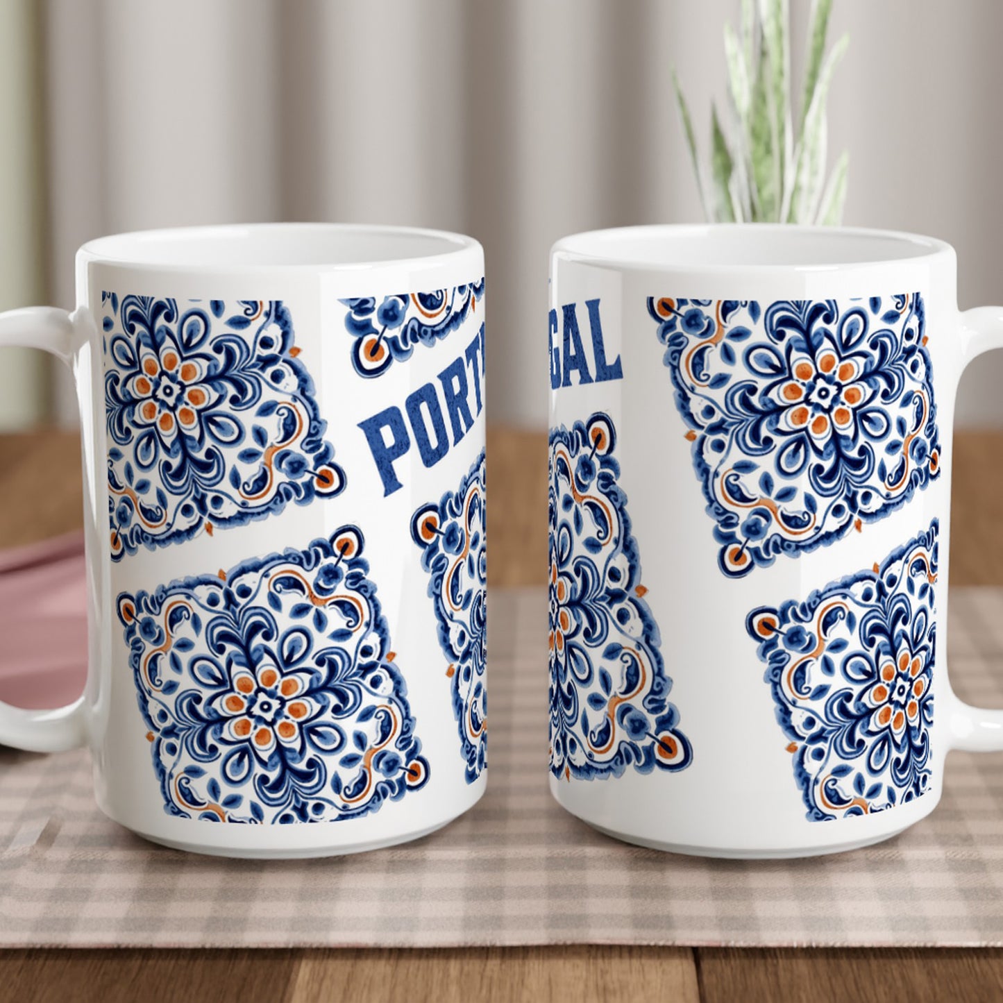 Portuguese Tiles Design Mug - White 15oz Ceramic Mug