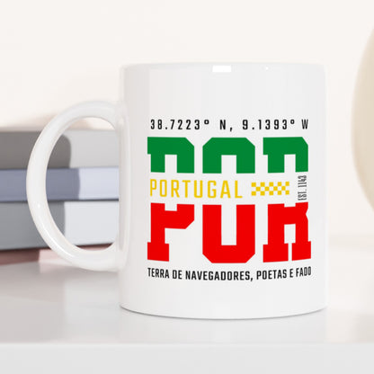 Portugal Coordinates Mug – Flag Colors Design, Navigate with Portuguese Charm