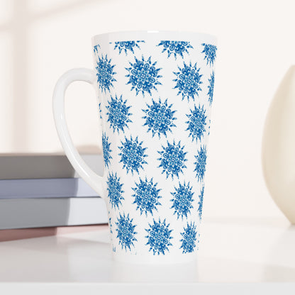 Contemporany Portuguese Tiles Design Mug - Sun Design - White Latte 17oz Ceramic Mug