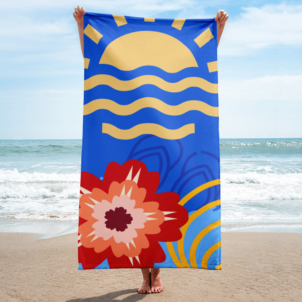 Towel Beach Portuguese Design - Sun and Flowers