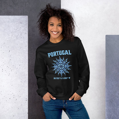 Portugal Sun Design with Portuguese Tiles & Coordinates -  Unisex Hoodie