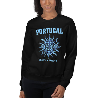 Portugal Sun Design with Portuguese Tiles & Coordinates -  Unisex Hoodie