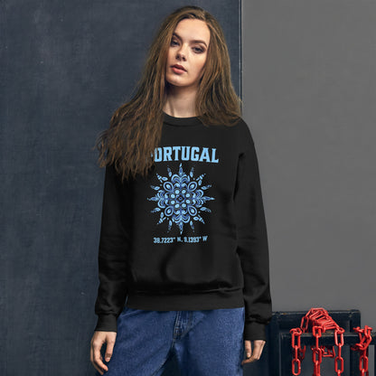 Portugal Sun Design with Portuguese Tiles & Coordinates -  Unisex Hoodie