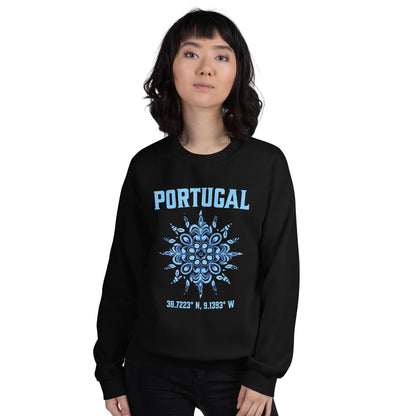 Portugal Sun Design with Portuguese Tiles & Coordinates -  Unisex Hoodie