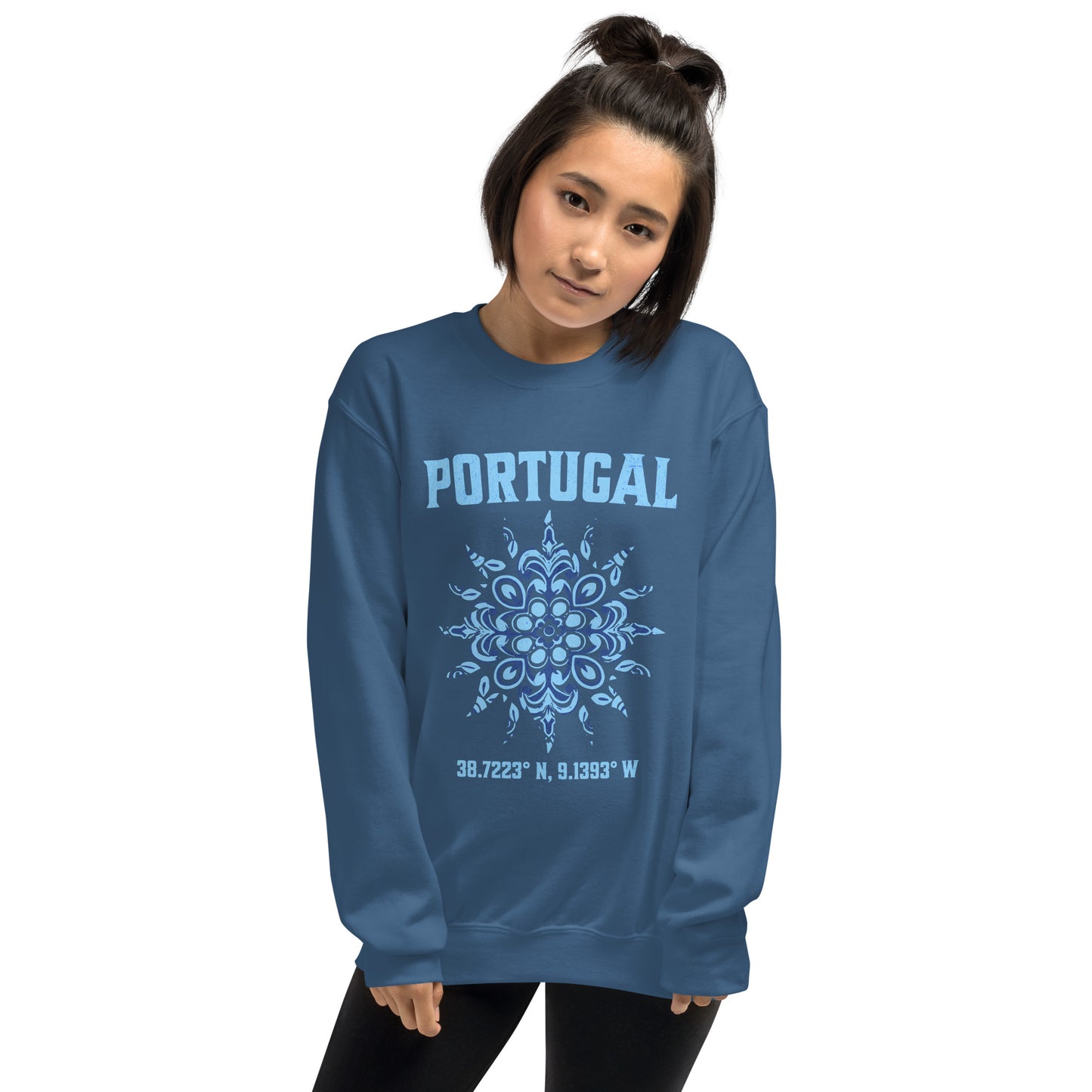 Portugal Sun Design with Portuguese Tiles & Coordinates -  Unisex Hoodie