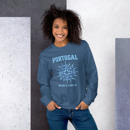 Portugal Sun Design with Portuguese Tiles & Coordinates -  Unisex Hoodie