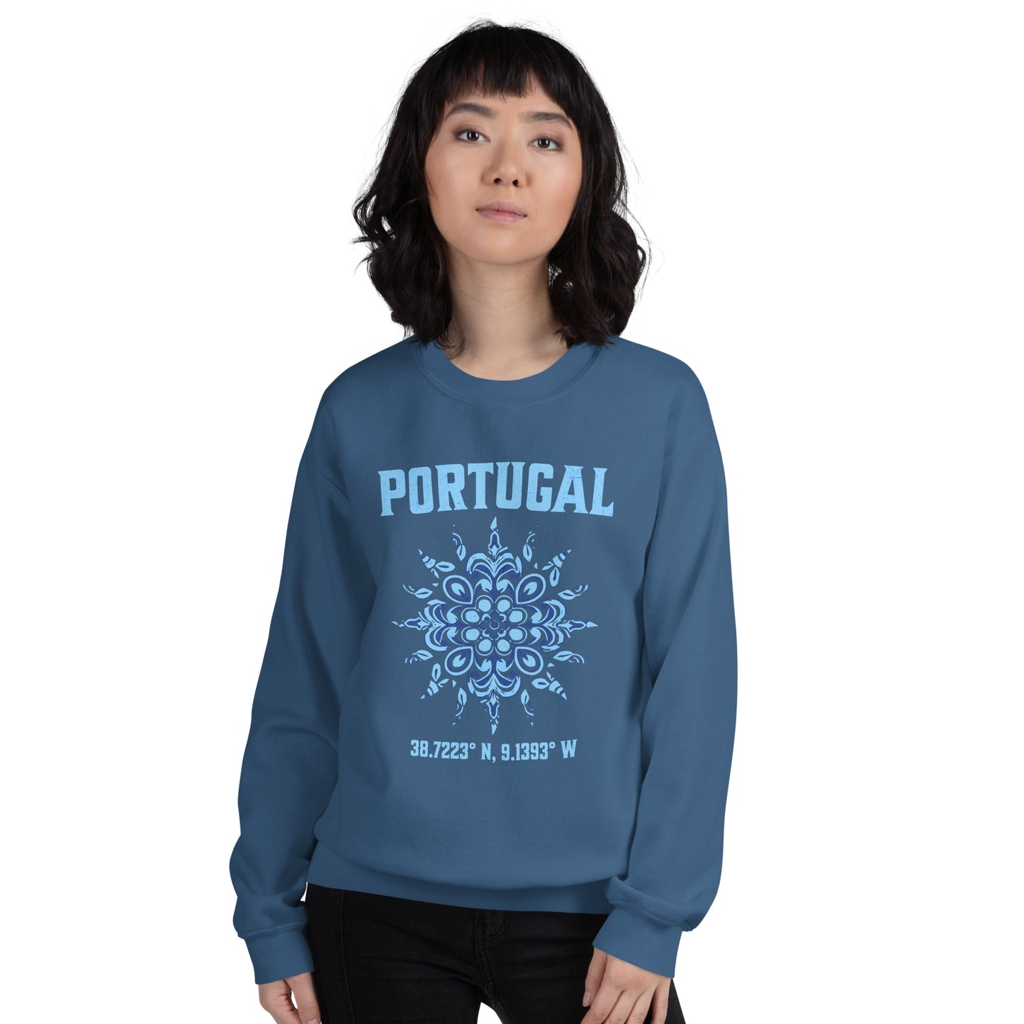 Portugal Sun Design with Portuguese Tiles & Coordinates -  Unisex Hoodie