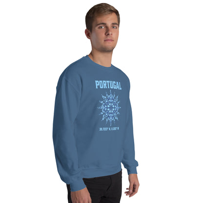 Portugal Sun Design Unisex Sweatshirt with Portuguese Tiles & Coordinates - Unisex Sweatshirt