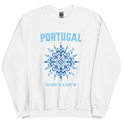 Portugal Sun Design with Portuguese Tiles & Coordinates -  Unisex Hoodie